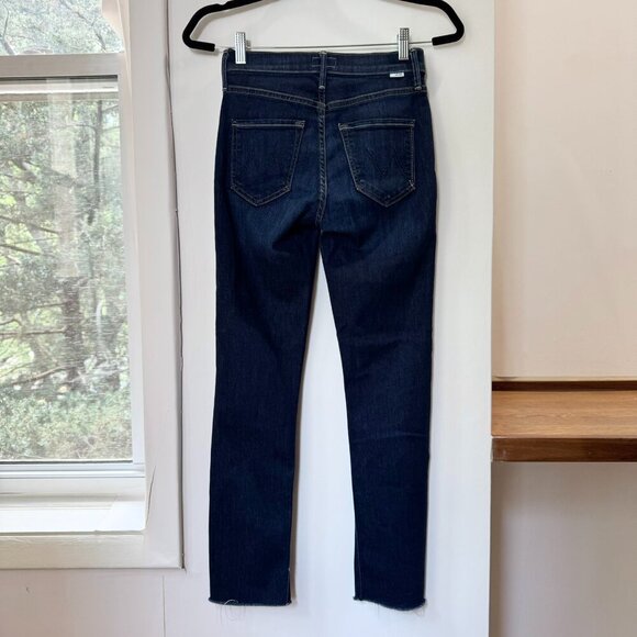 New MOTHER Mid Rise Dazzler Ankle Jeans Straight Leg Denim Off Limits Blue 25 - Picture 5 of 14